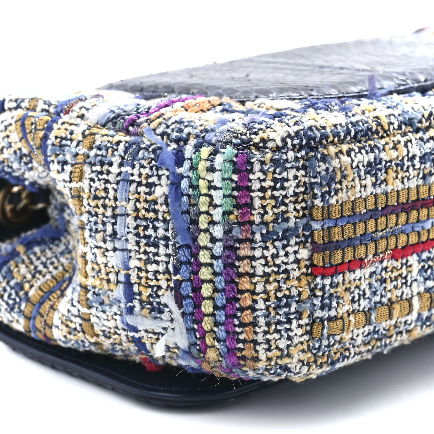 Tweed Snakeskin Quilted Small CC Filigree Flap Multicolor