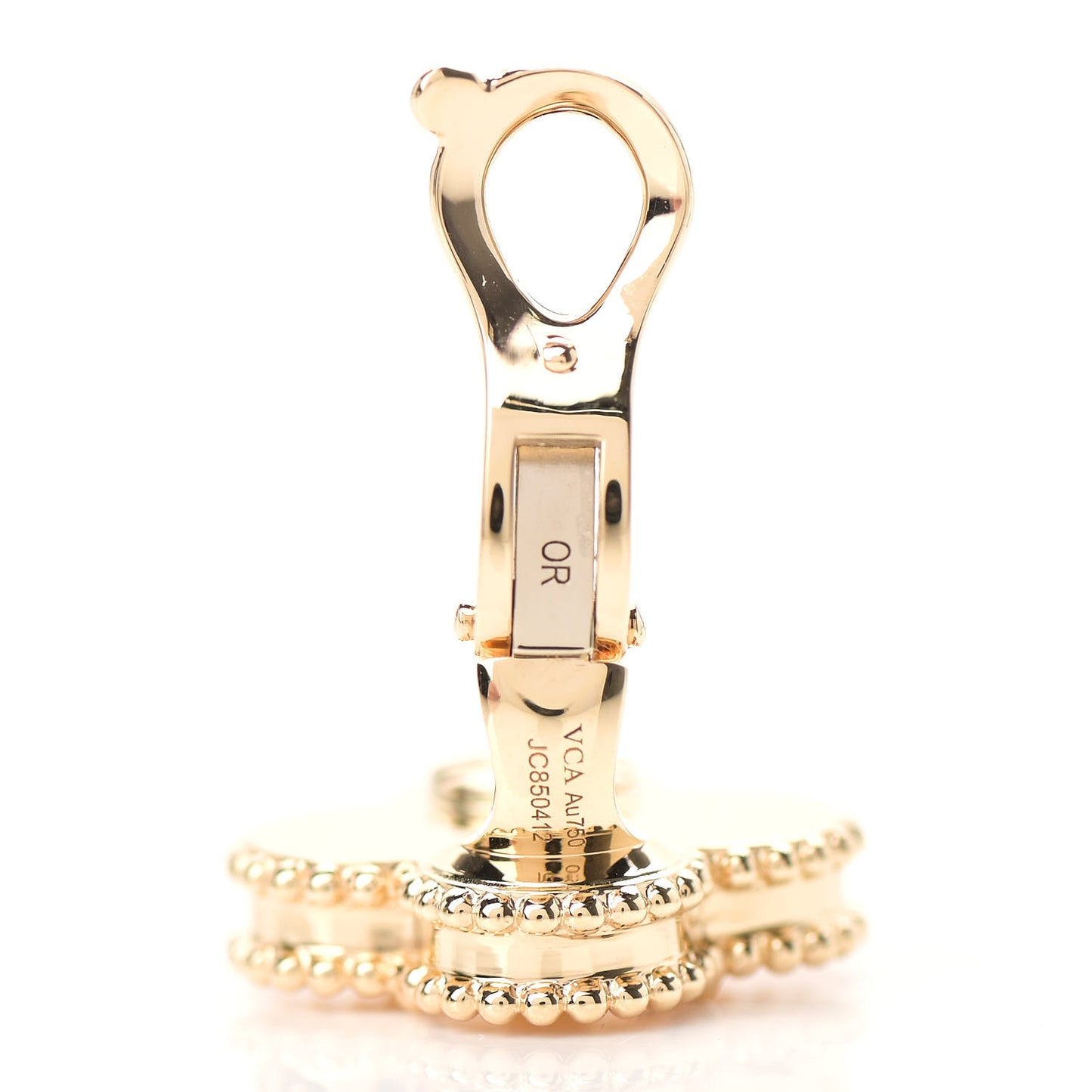 18K Yellow Gold Guilloche Vintage Alhambra Earrings