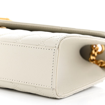 Saint Laurent Grain De Poudre Textured Mixed Matelasse Medium Triquilt Monogram Satchel White 9 of 12