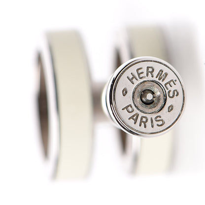 Hermes Palladium Lacquered Pop H Earrings Ecru 4 of 5