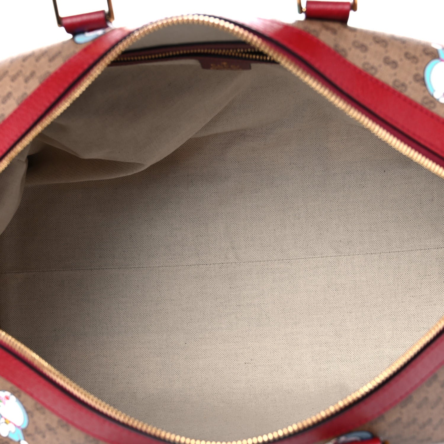Gucci X DORAEMON Mini Vintage GG Supreme Monogram Web Duffle Travel Bag Beige Cherry Red 4 of 8