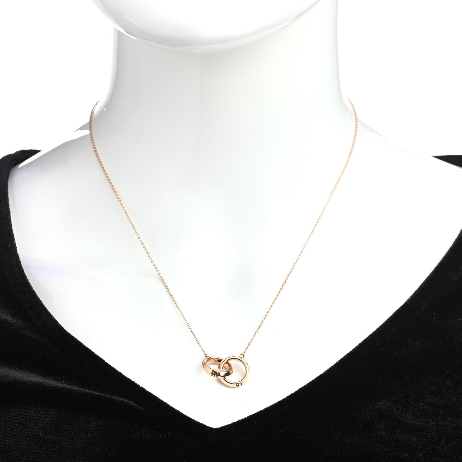 Tiffany 18K Rose Gold Interlocking Atlas Open Pendant Necklace 2 of 5