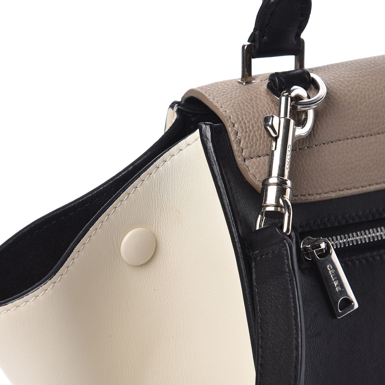 Celine Drummed Calfskin Medium Tri-Color Trapeze Light Khaki 15 of 25
