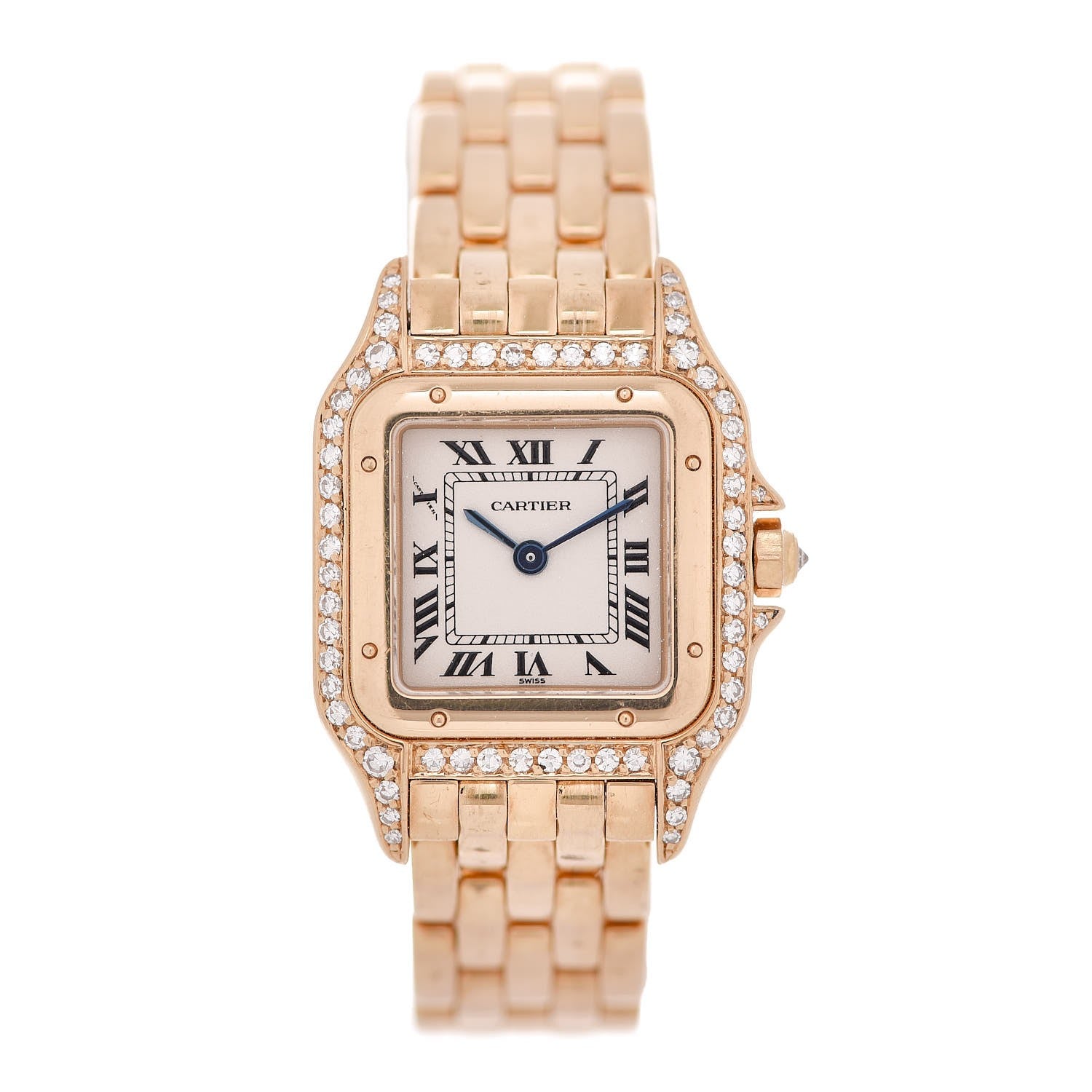Cartier 18K Yellow Gold Diamond 22mm Panthere Quartz Watch 1 of 9