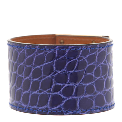 Hermes Shiny Alligator Kelly Dog Bracelet Bleu Electrique 3 of 7