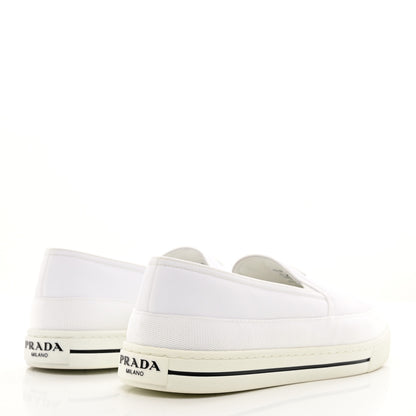 Prada Technical Nylon Triangle Logo Mens Slip On Sneakers 7 White 4 of 9