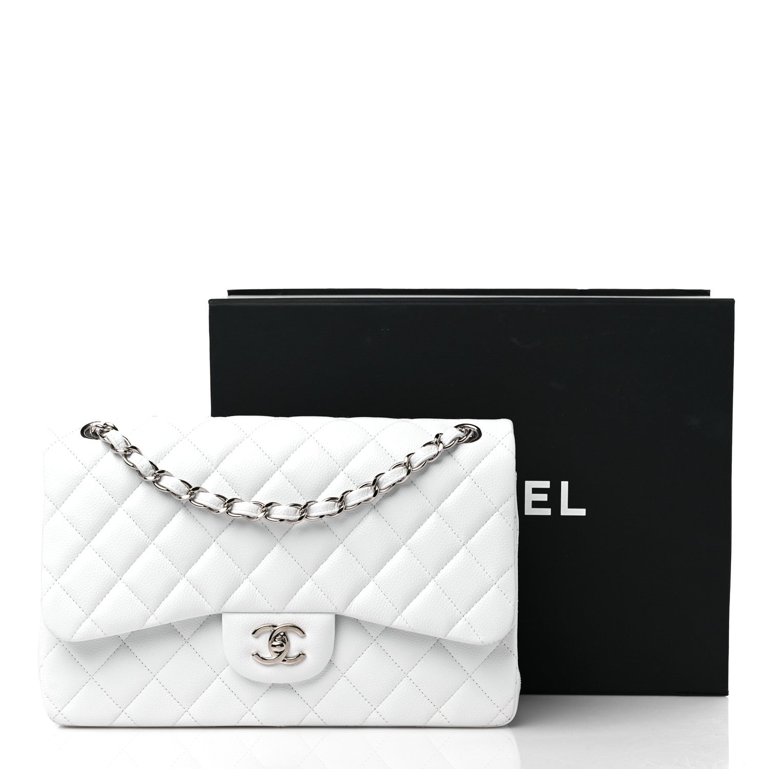 Chanel Caviar Quilted Jumbo Double Flap White 12 of 12