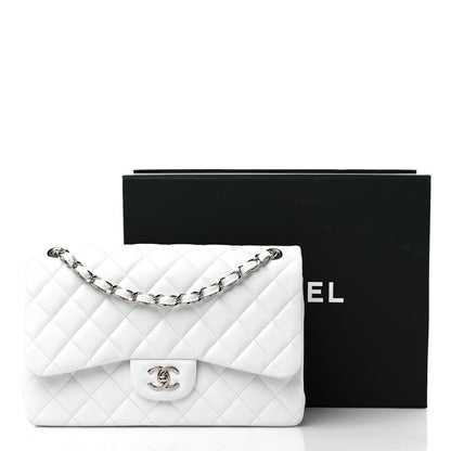 Chanel Caviar Quilted Jumbo Double Flap White 12 of 12