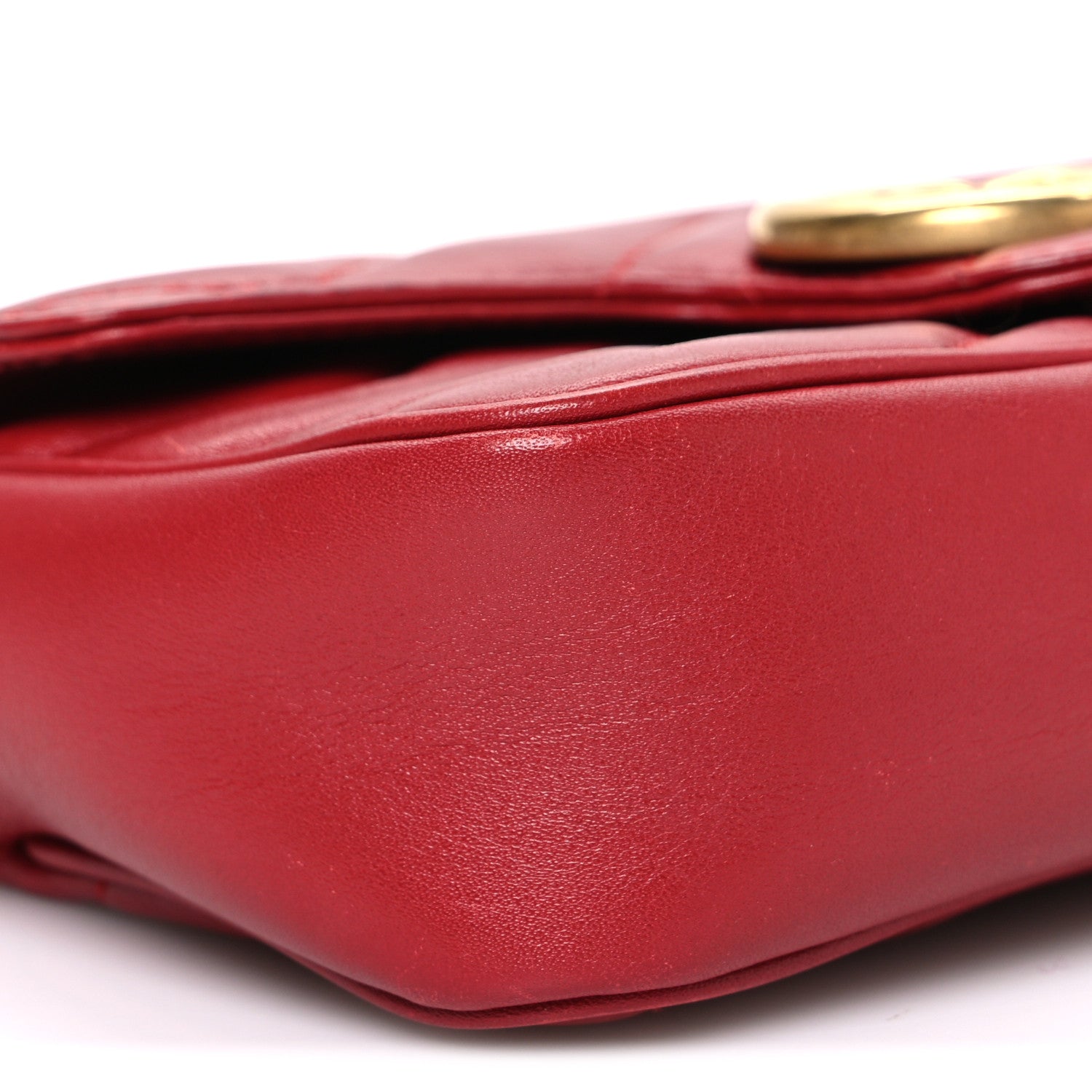 Gucci Calfskin Matelasse Super Mini GG Marmont Shoulder Bag Hibiscus Red 9 of 10