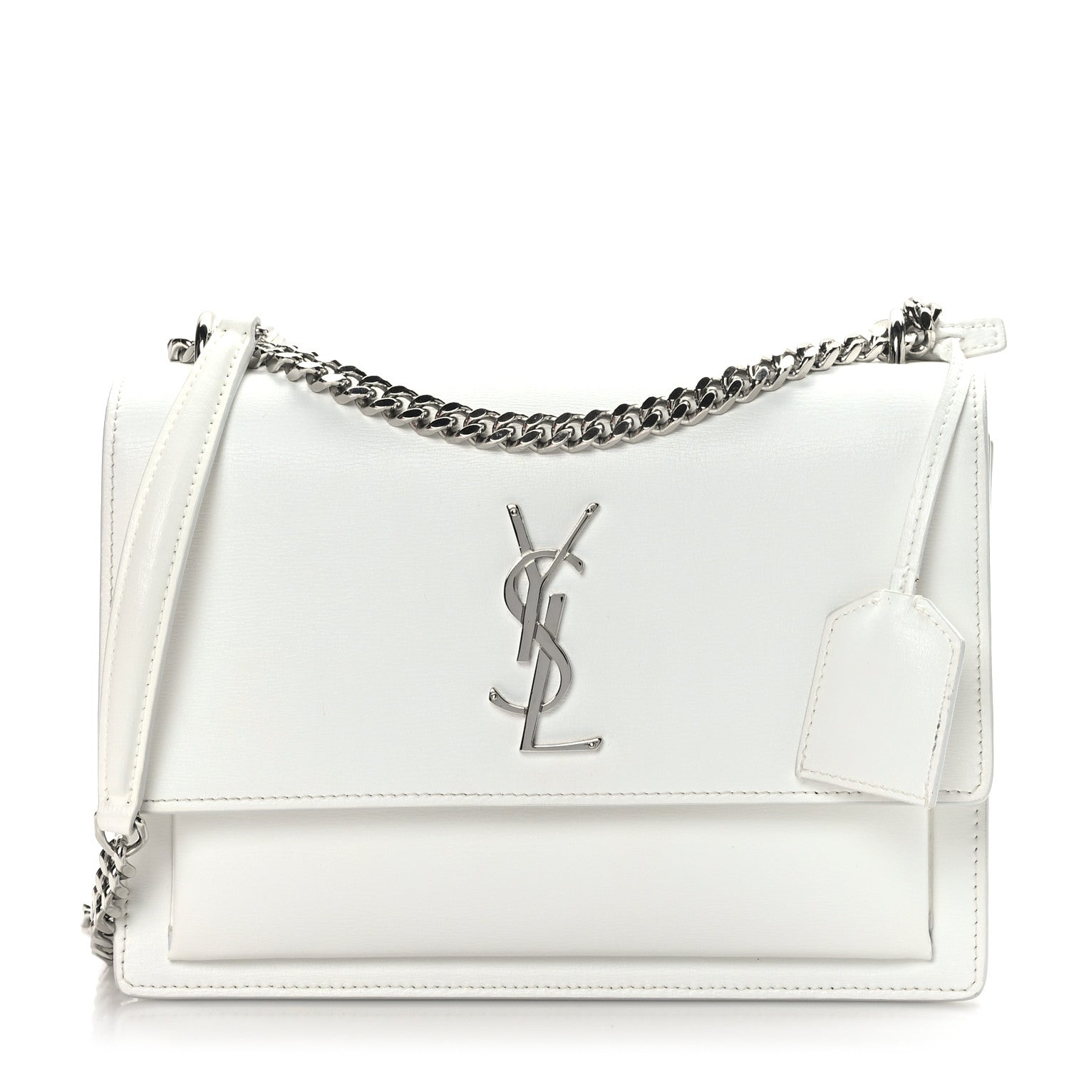 Saint Laurent Smooth Calfskin Medium Monogram Sunset Satchel Blanc Vintage 1 of 9
