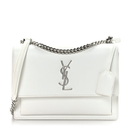 Saint Laurent Smooth Calfskin Medium Monogram Sunset Satchel Blanc Vintage 1 of 9