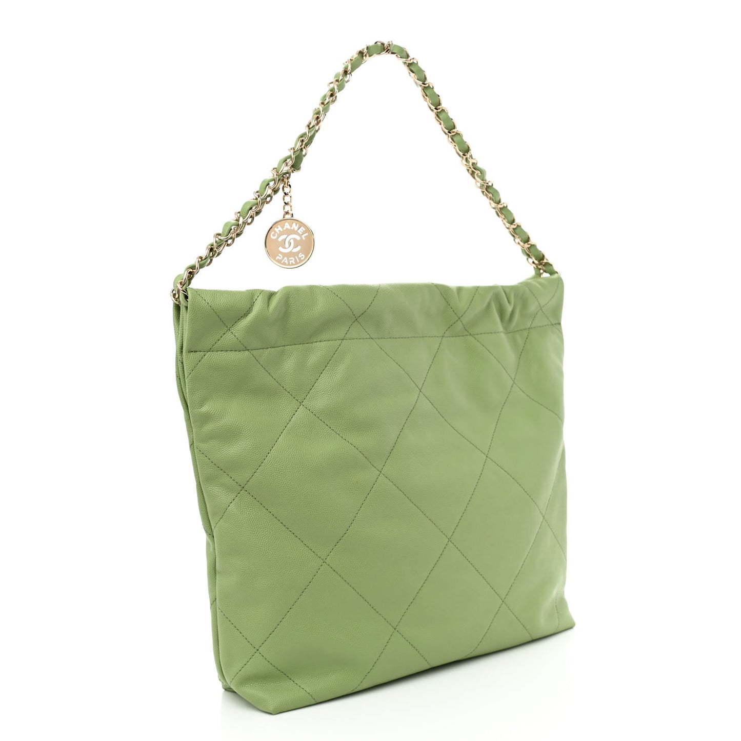 Shiny Caviar Quilted Small Chanel 22 Green
