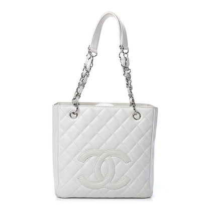 Chanel Caviar Petit Shopping Tote PST White 1 of 9