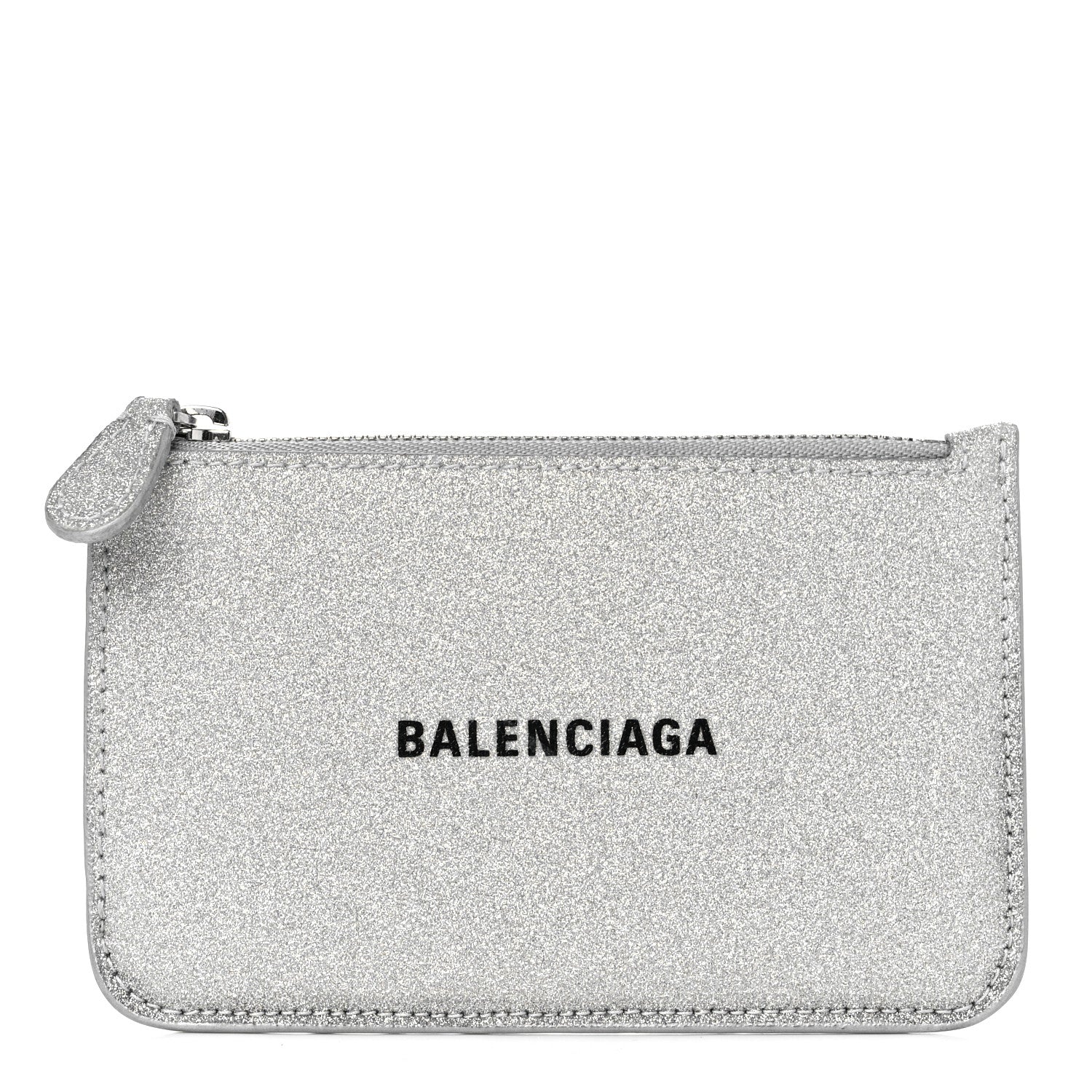Balenciaga Sparkling Fabric Logo Large Cash Long Coin Card Holder Silver 1 of 8