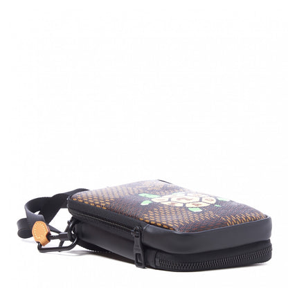 Louis Vuitton X NIGO Giant Damier Ebene Tortoise Double Phone Pouch 3 of 9