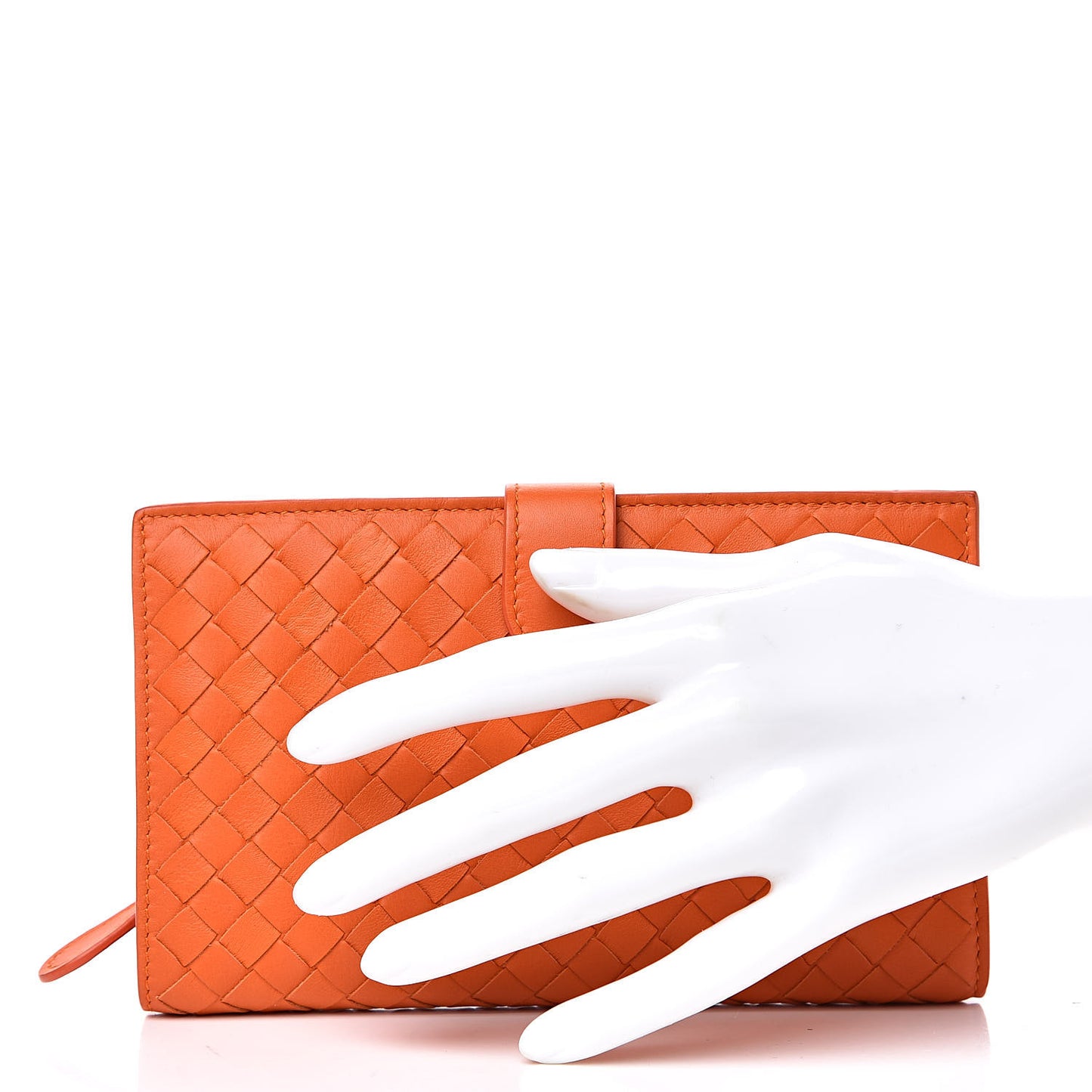 Nappa Intrecciato Continental Snap Wallet Tangerine