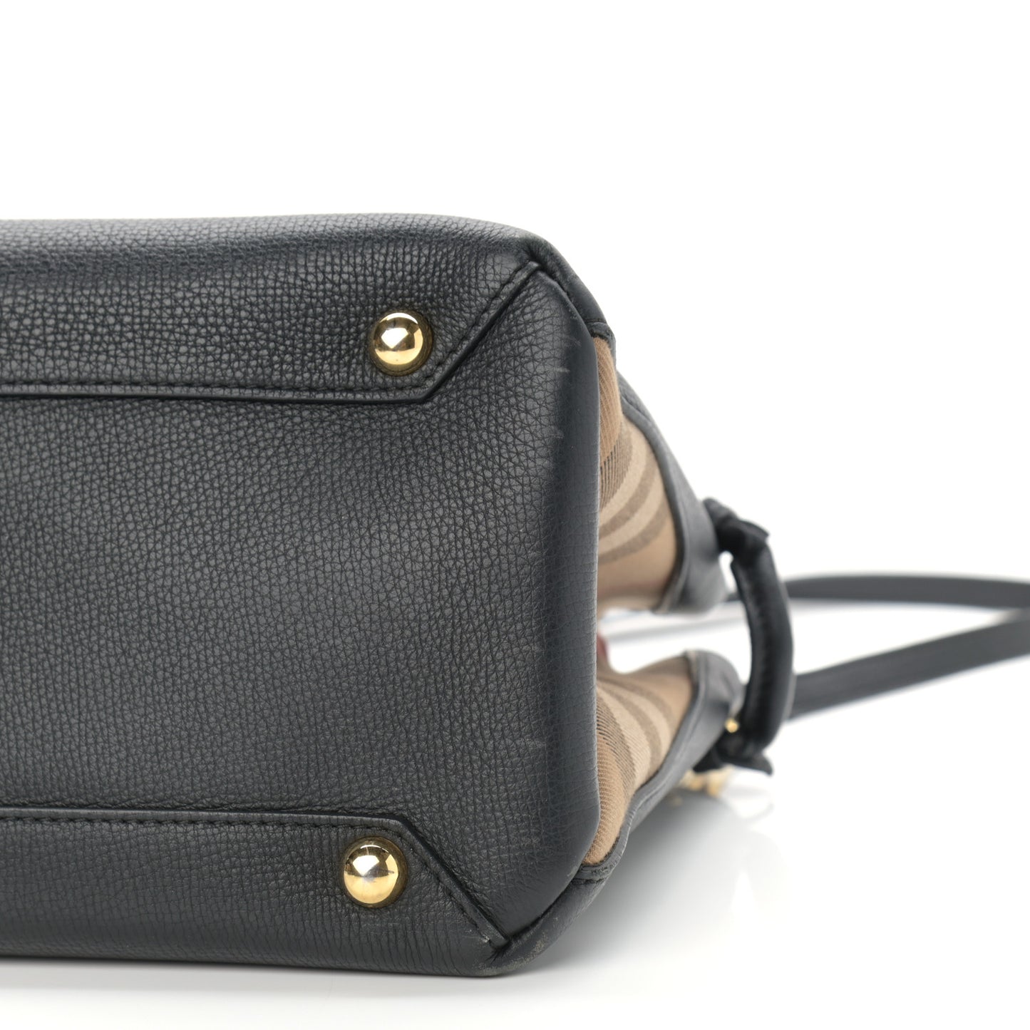 Grainy Calfskin House Check Medium Banner Tote Black