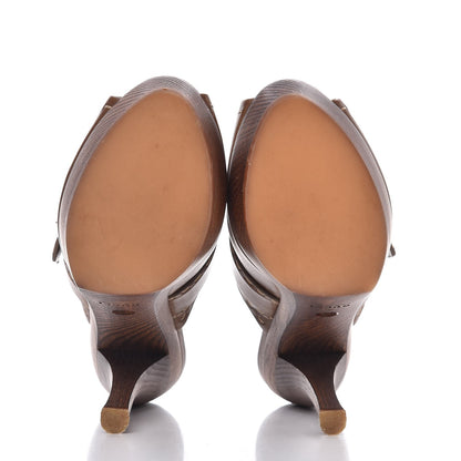 Gucci Washed Calfskin Stirrup Platform Clog Slide Sandals 36 Acero 7 of 10