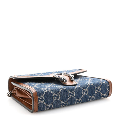 Gucci New Denim GG Monogram Dollar Calfskin Enamel Mini Dionysus Chain Wallet Blue Tea Cuir Epilog Electric Blue 4 of 10