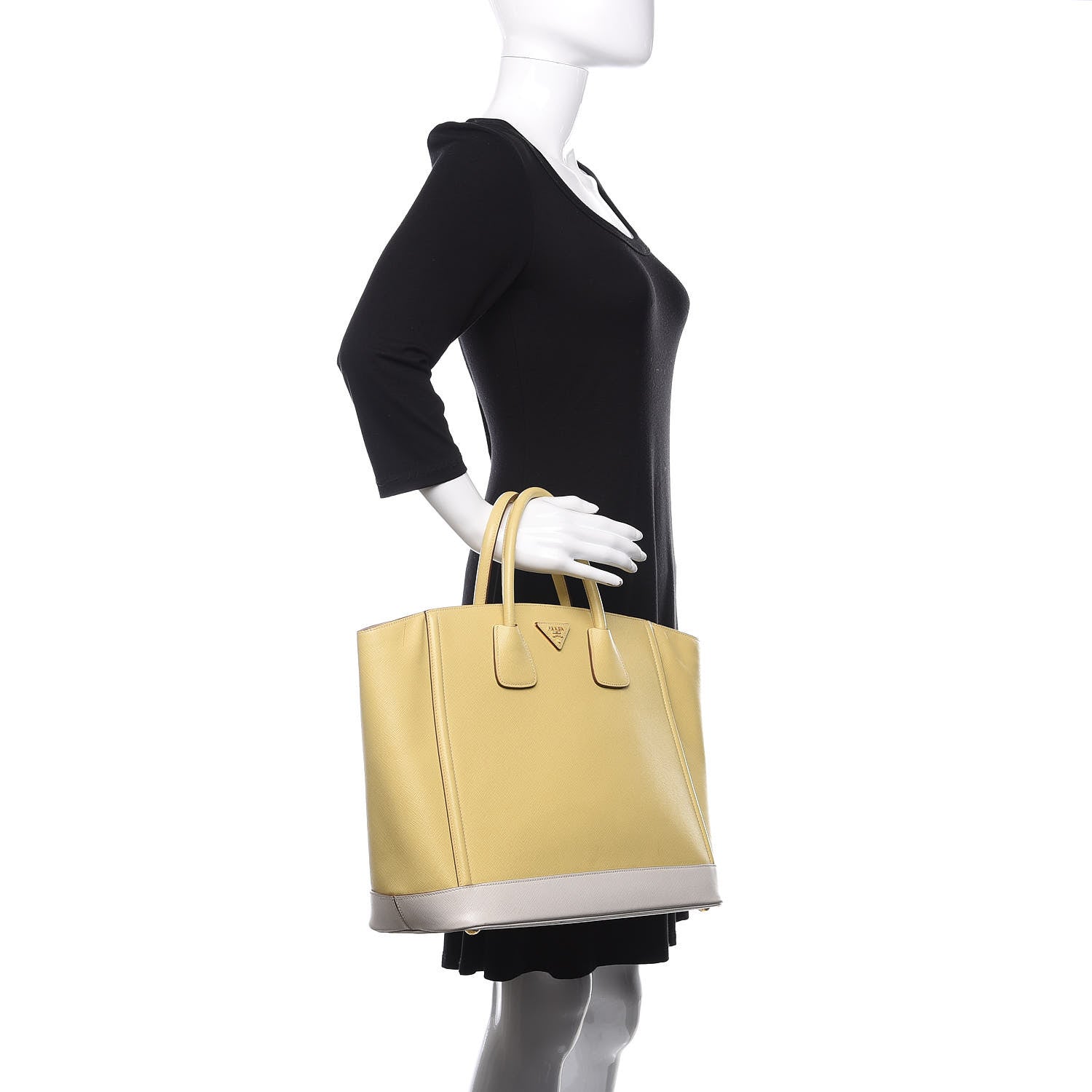 Prada Saffiano Bi-Color Tote Ananas Talco 2 of 16