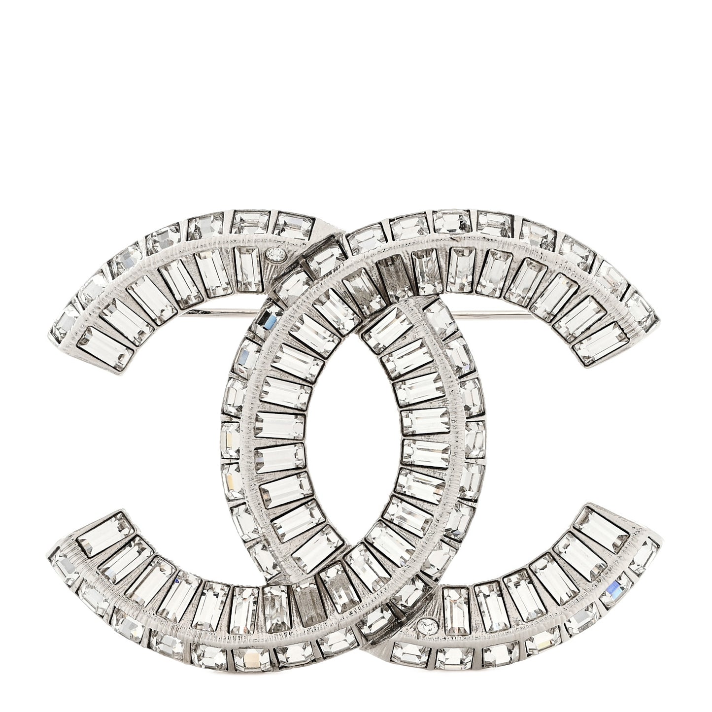 Baguette Crystal CC Brooch Silver