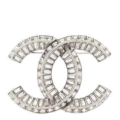 Chanel Baguette Crystal CC Brooch Silver 1 of 4