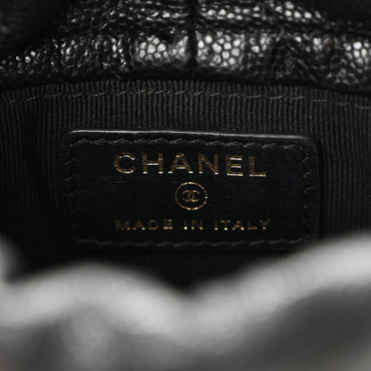 Chanel Caviar Quilted Coco First Bucket Clutch With Chain Black 6 of 10