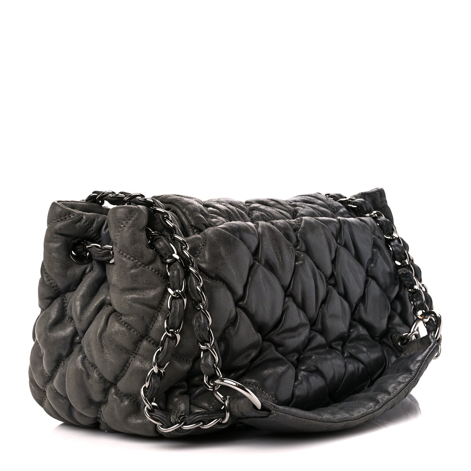 Chanel Calfskin Bubble Quilt Accordion Flap Grey 3 of 11