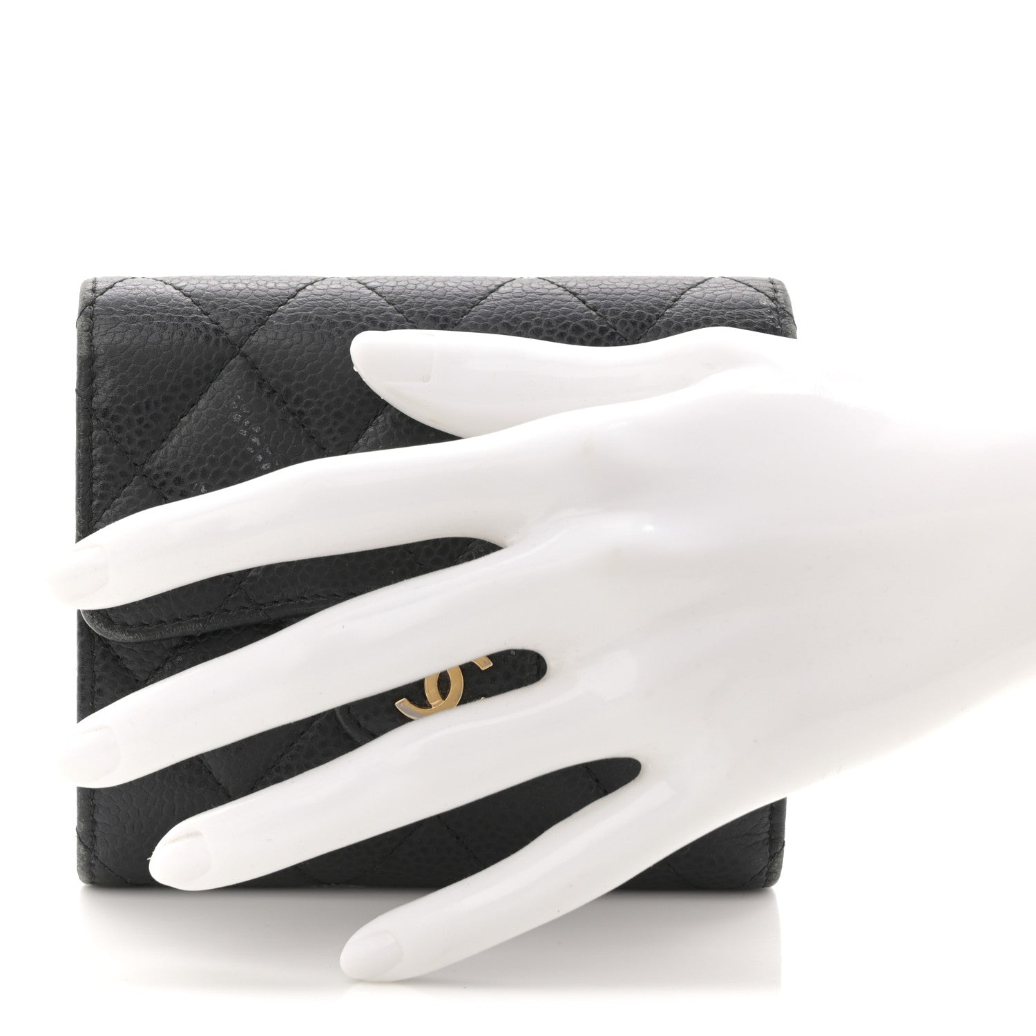 Chanel Caviar Quilted Tri-Fold Flap Wallet Black 2 of 9