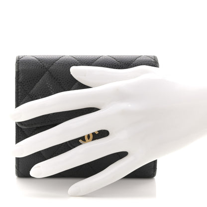 Chanel Caviar Quilted Tri-Fold Flap Wallet Black 2 of 9