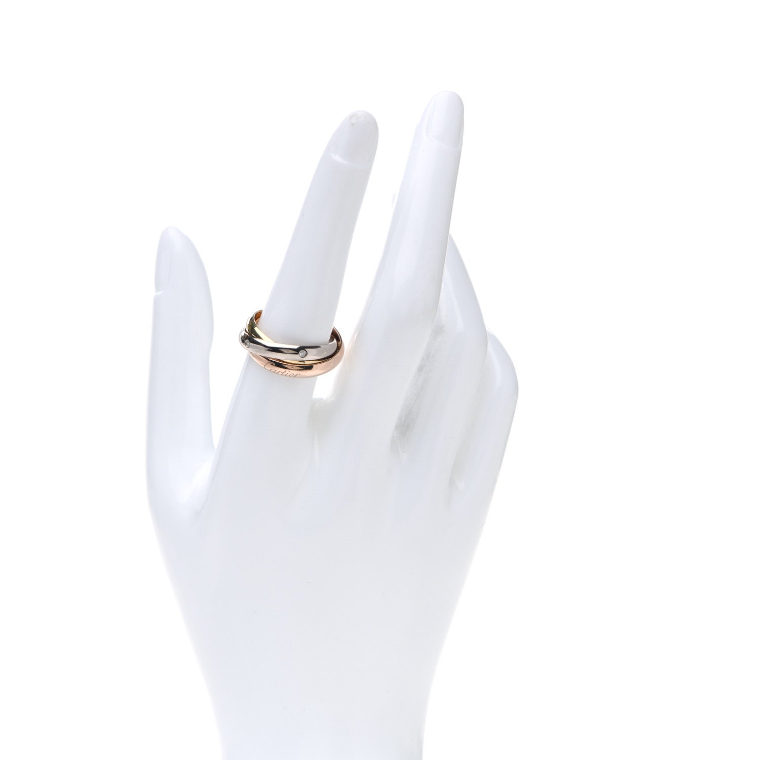 Cartier 18K Pink Yellow White Gold Diamond Trinity Ring 57 8 2 of 4