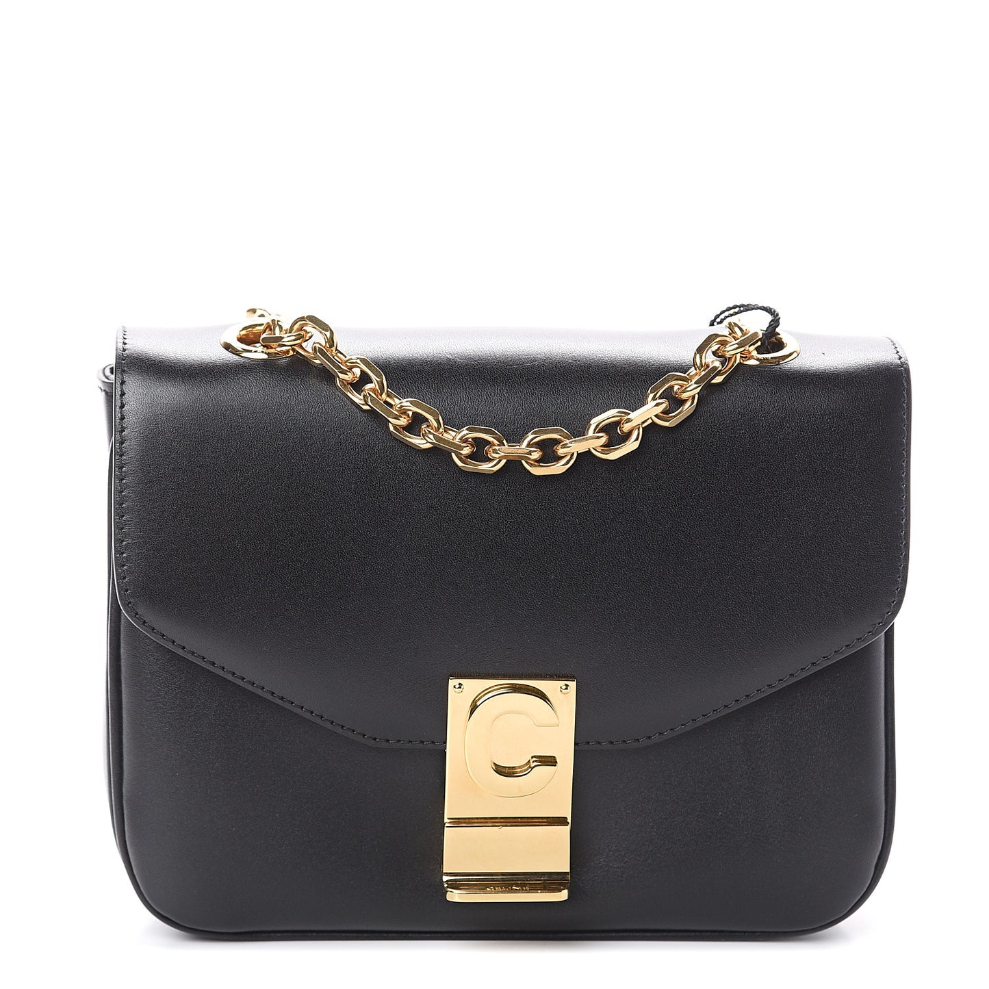 Shiny Calfskin Small C Bag Black