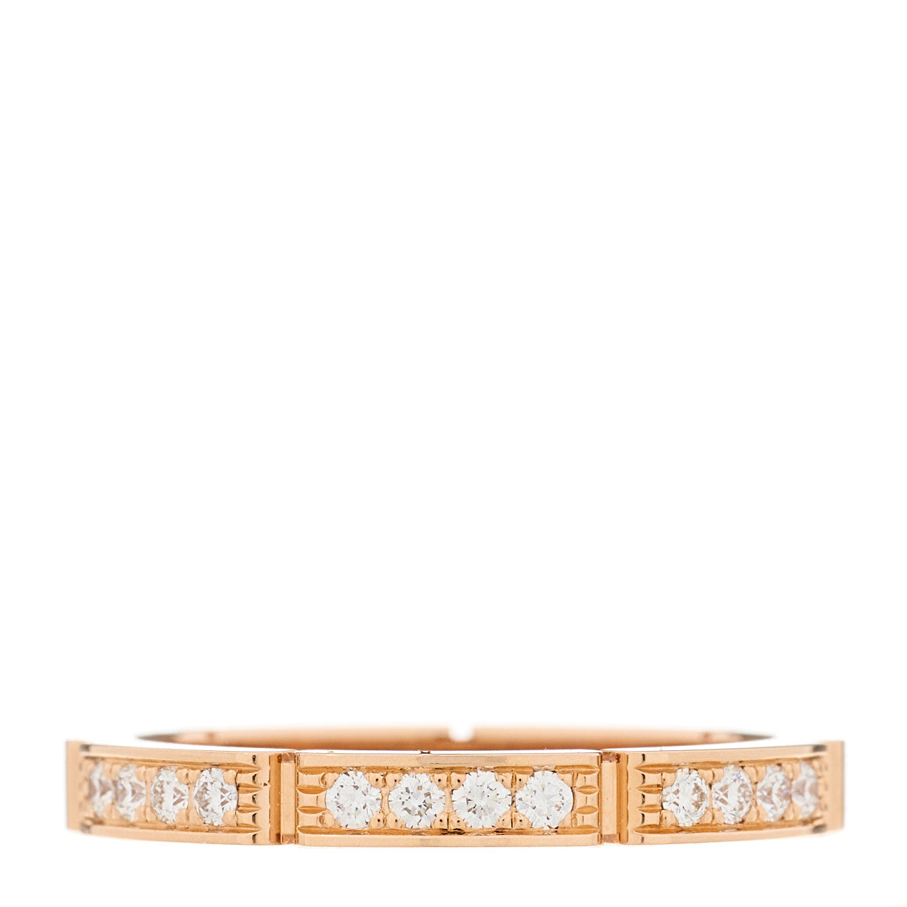 18K Pink Gold Diamond Maillon Panthere Half Diamond Wedding Band Ring 53 6.5