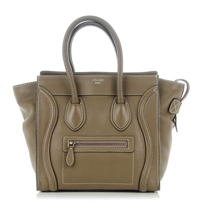 Celine Drummed Calfskin Micro Luggage Souris 1 of 9