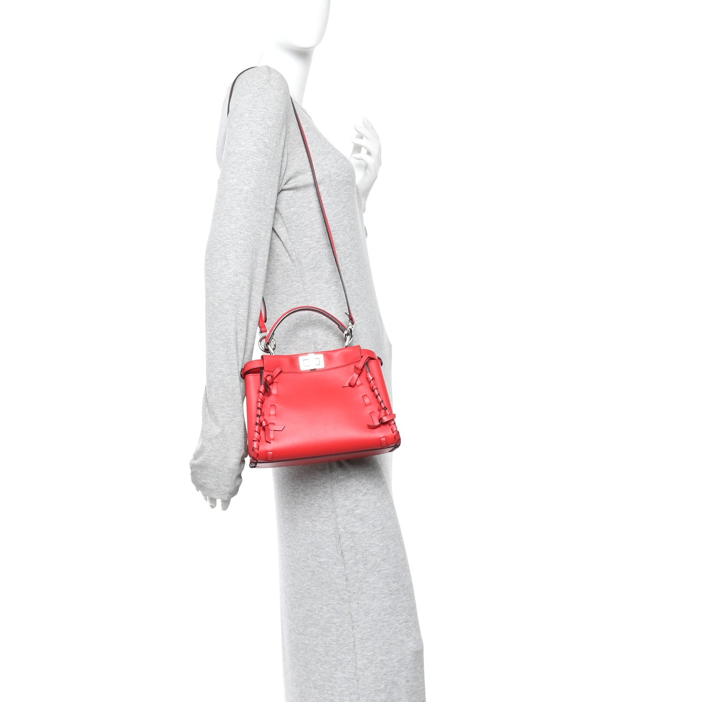 Vitello Seta Century Nappa Whipstitch Mini Peekaboo Iconic Satchel Fiamma