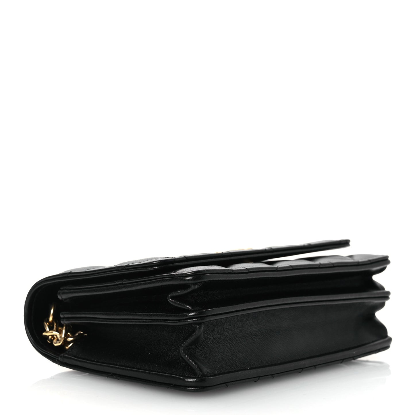 Lambskin Quilted CC Pearl Enamel Clutch on Chain WOC Black