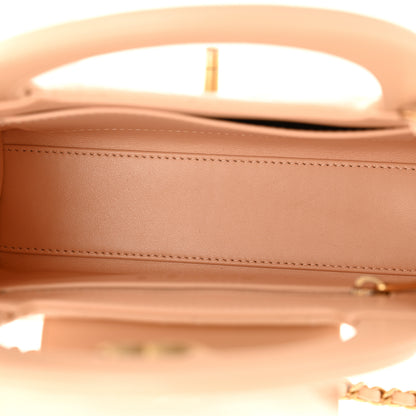 Chanel Shiny Aged Calfskin Quilted Nano Kelly Shopper Beige 5 of 10