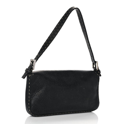 Fendi Calfskin Romano Selleria Baguette Black 3 of 11