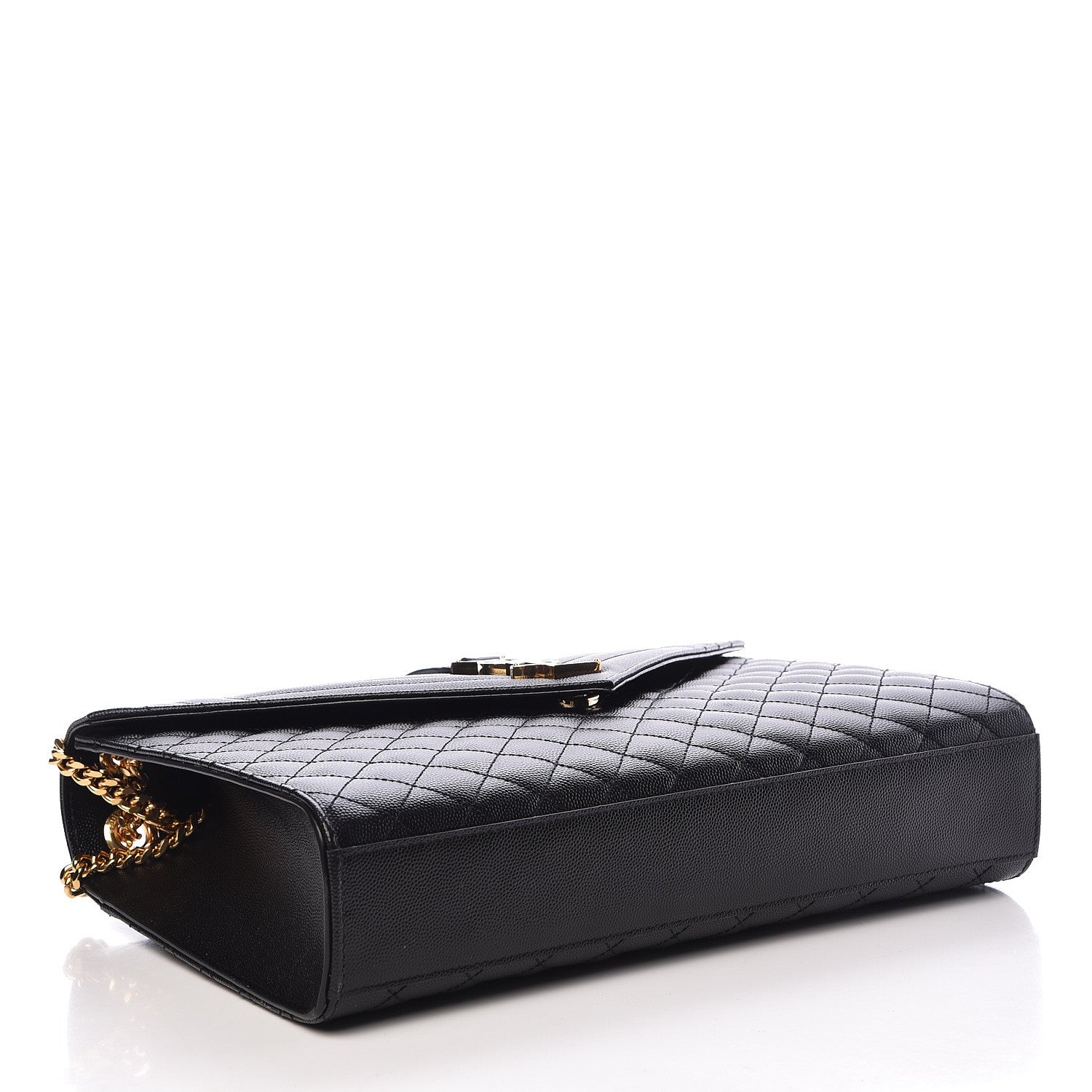 Saint Laurent Grain De Poudre Textured Mixed Matelasse Large Triquilt Monogram Satchel Black 4 of 10