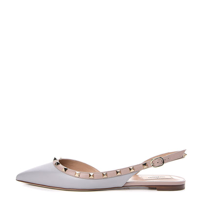 Valentino Garavani Nappa Rockstud Slingback Flats 40.5 Patel Grey Poudre 1 of 9