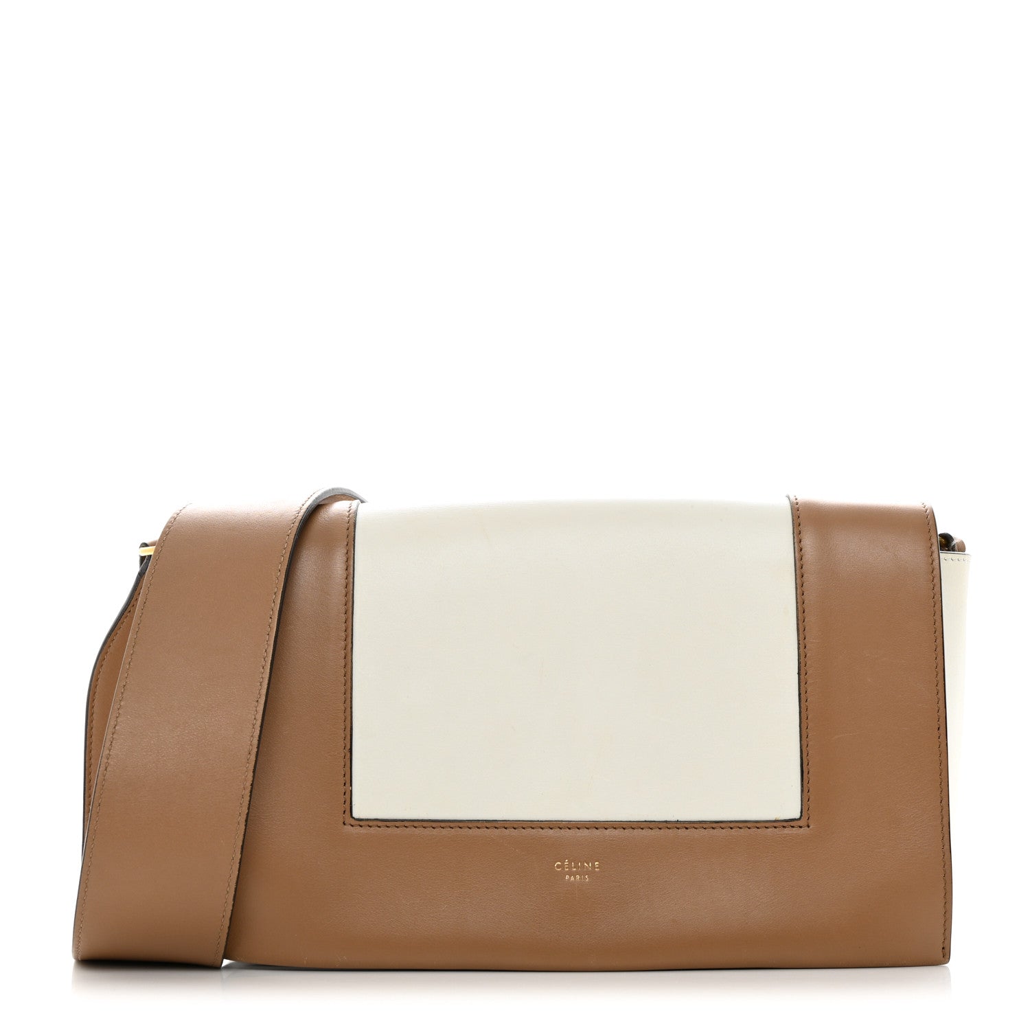 Celine Shiny Smooth Calfskin Medium Frame Shoulder Bag Tan Optic White 1 of 12