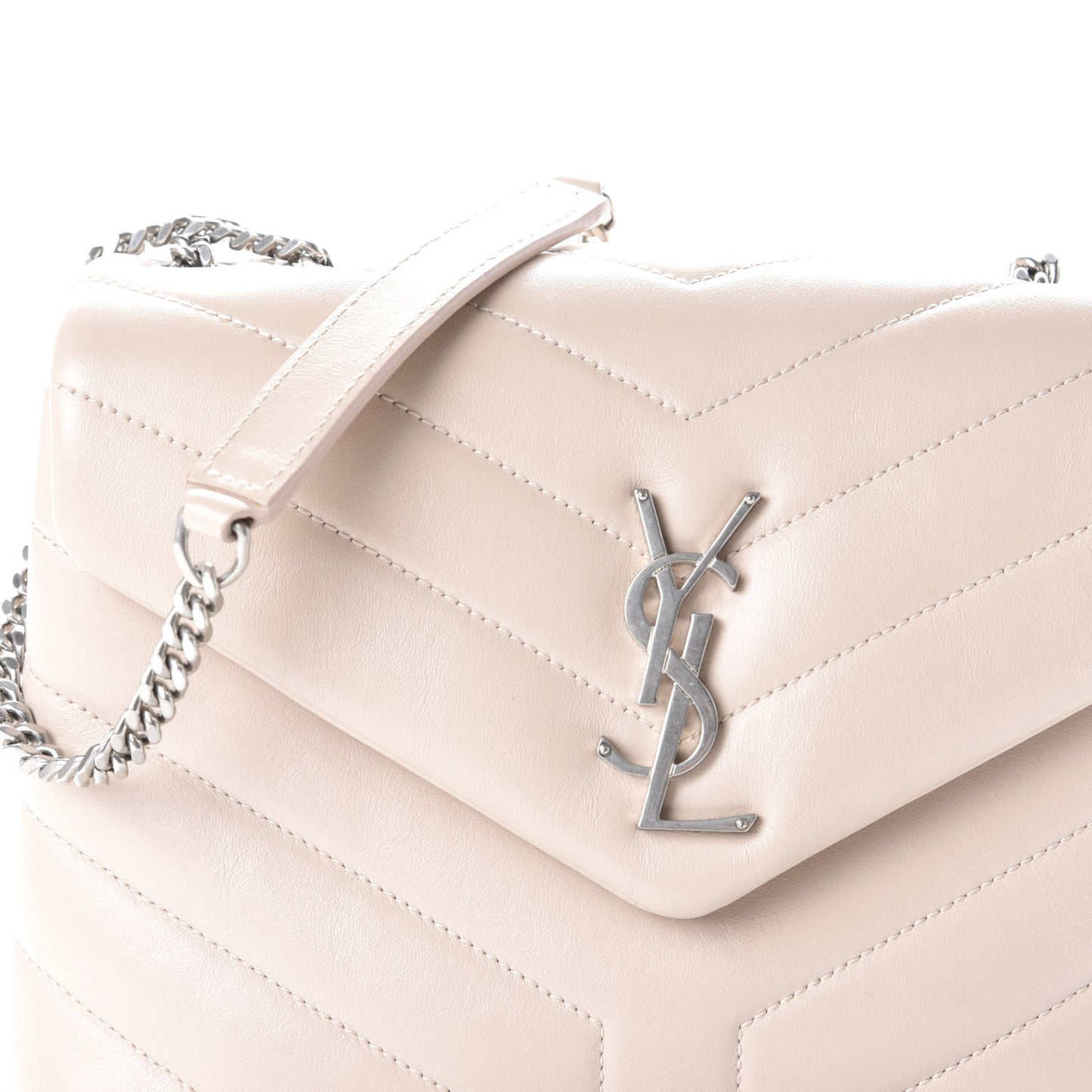 Calfskin Y Quilted Monogram Small Loulou Chain Satchel Porcellana