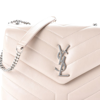 Saint Laurent Calfskin Y Quilted Monogram Small Loulou Chain Satchel Porcellana 9 of 12