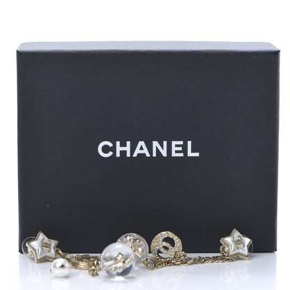 Chanel Crystal Pearl Resin CC Star Dangle Earrings Gold 5 of 5