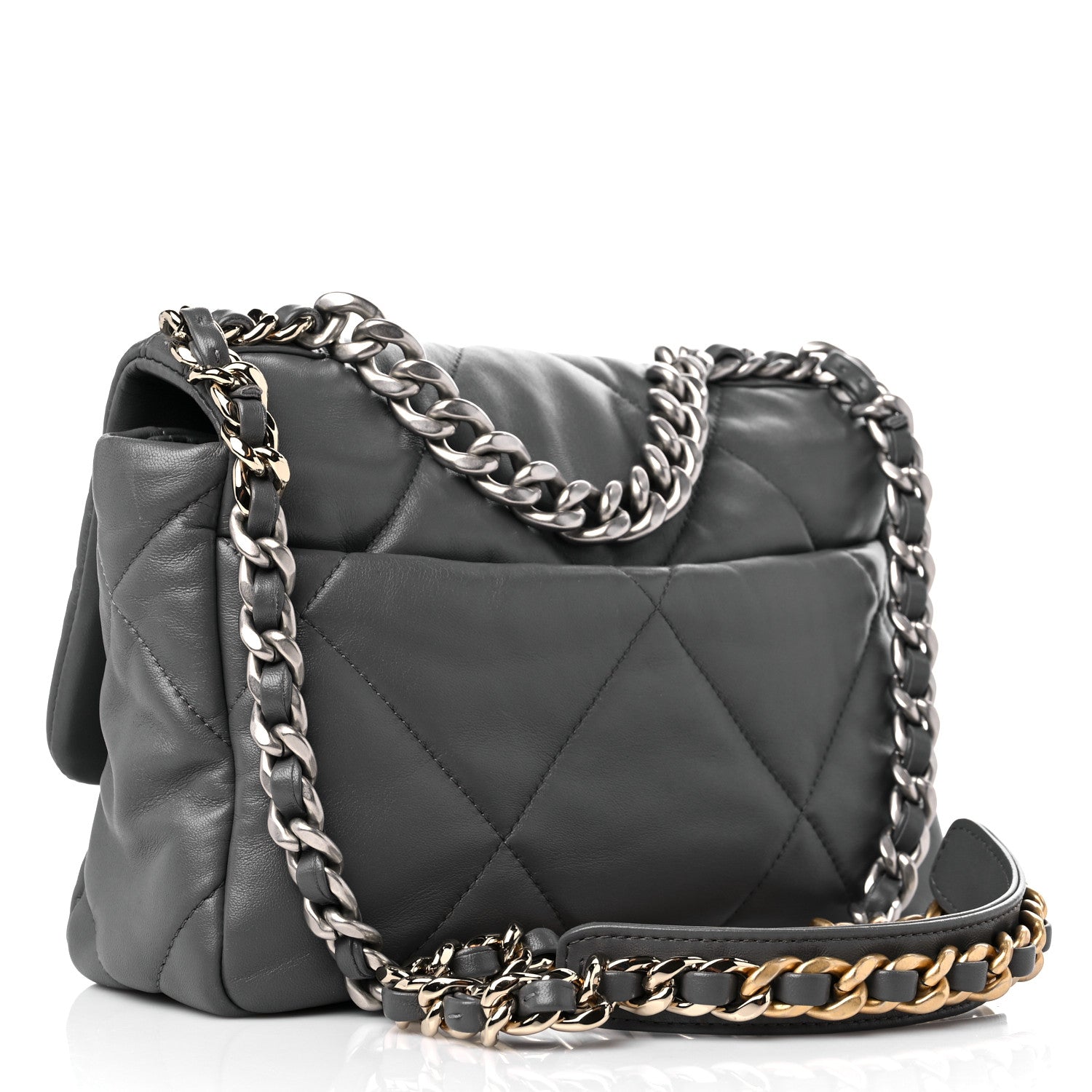 Chanel Lambskin Quilted Medium Chanel 19 Flap Dark Grey 3 of 12