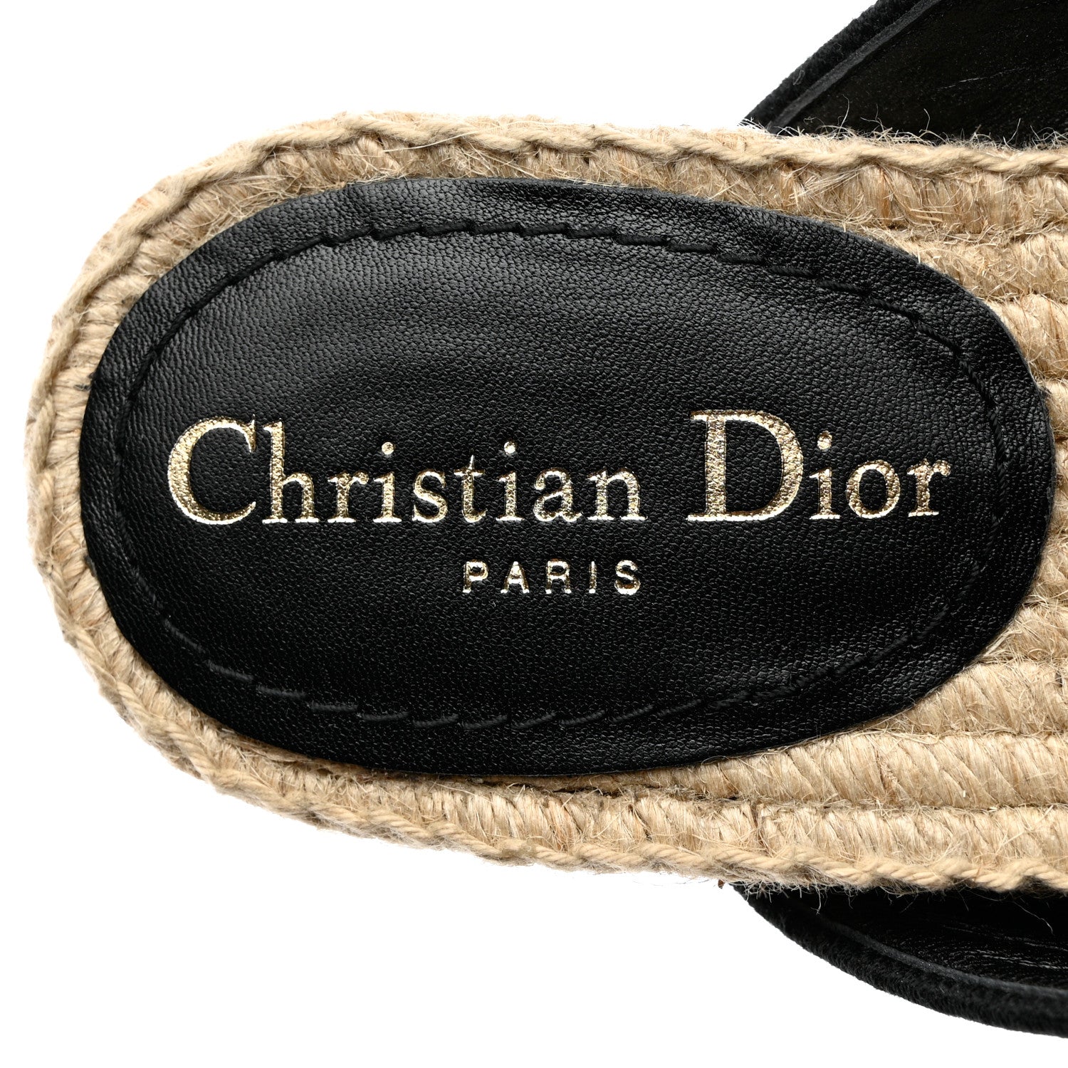 Christian Dior Canvas Embroidered Granville Espadrille Crisscross Flat Slide Sandals 36 Black 7 of 9