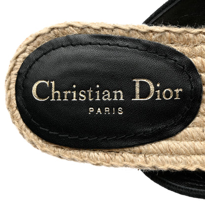Christian Dior Canvas Embroidered Granville Espadrille Crisscross Flat Slide Sandals 36 Black 7 of 9
