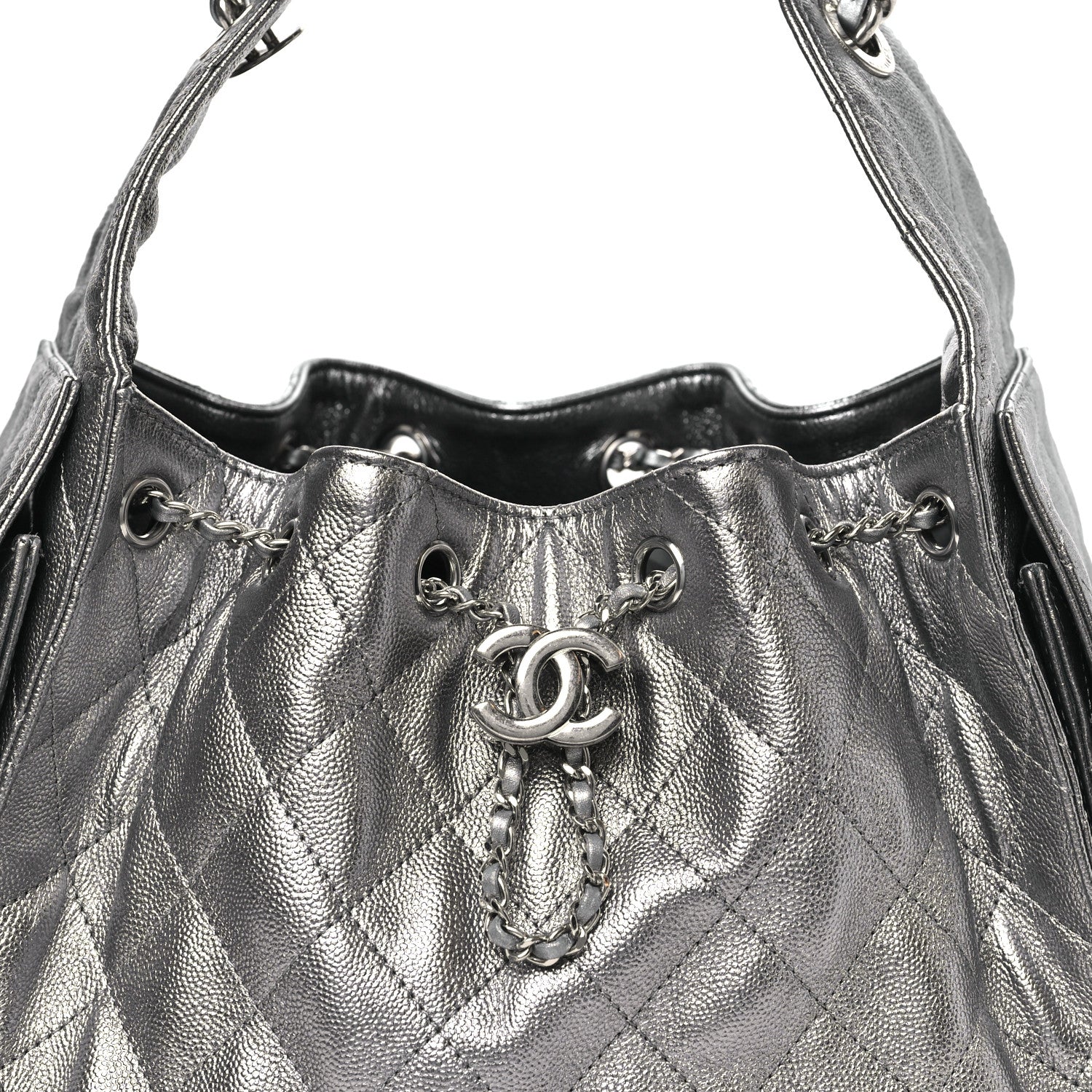 Chanel Metallic Caviar Quilted Small Chanel 25 Handbag Silver 8 of 10