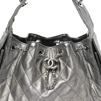 Chanel Metallic Caviar Quilted Small Chanel 25 Handbag Silver 8 of 10