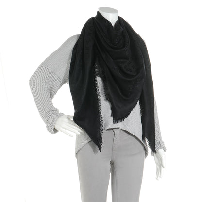 Louis Vuitton Silk Wool Monogram Shawl Black 2 of 5